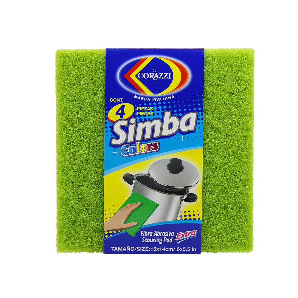 Fibra abrasiva de limpieza Corazzi™ Simba colors, 4 piezas