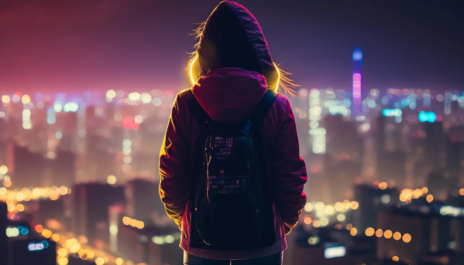 Ai Art, Women, City, Skyline, Night 4K Desktop, iPhone Wallpaper Background