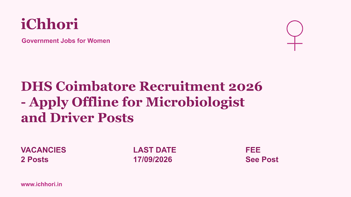 DHS Coimbatore Recruitment 2026 - Apply Offline for Microbiologist and Driver Posts - iChhori