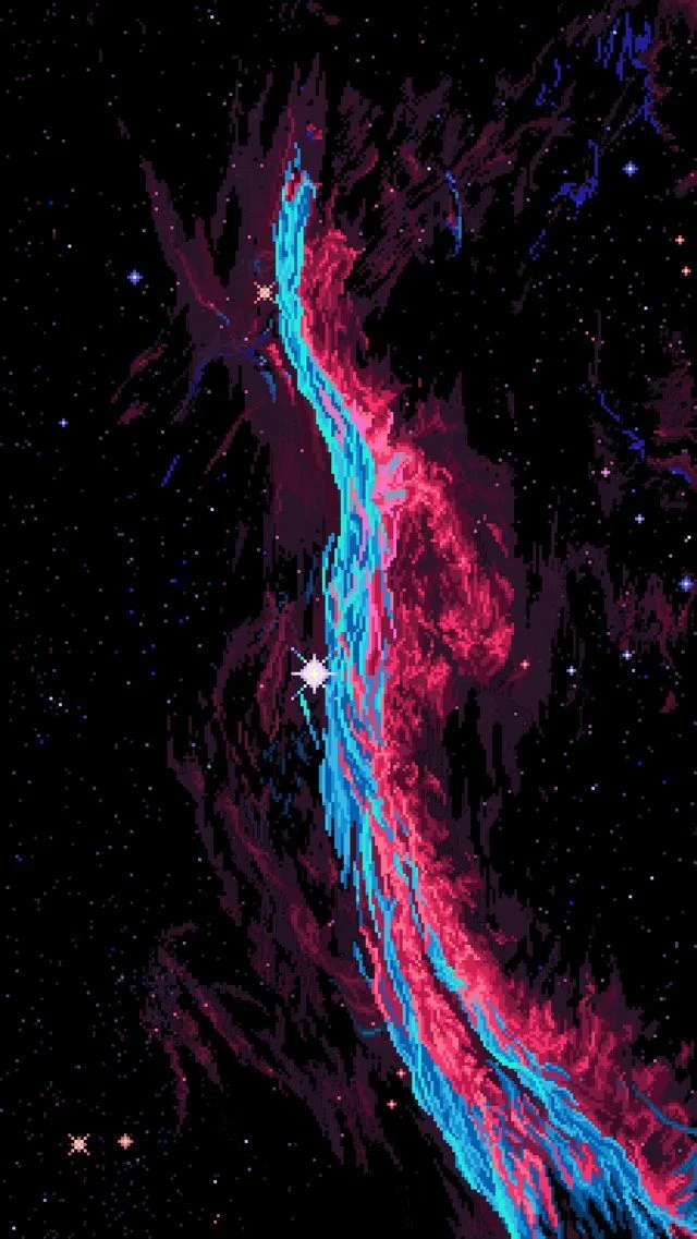 Pixel Art, Space, Nebula, Galaxy iPhone Wallpaper Background (640x1137)