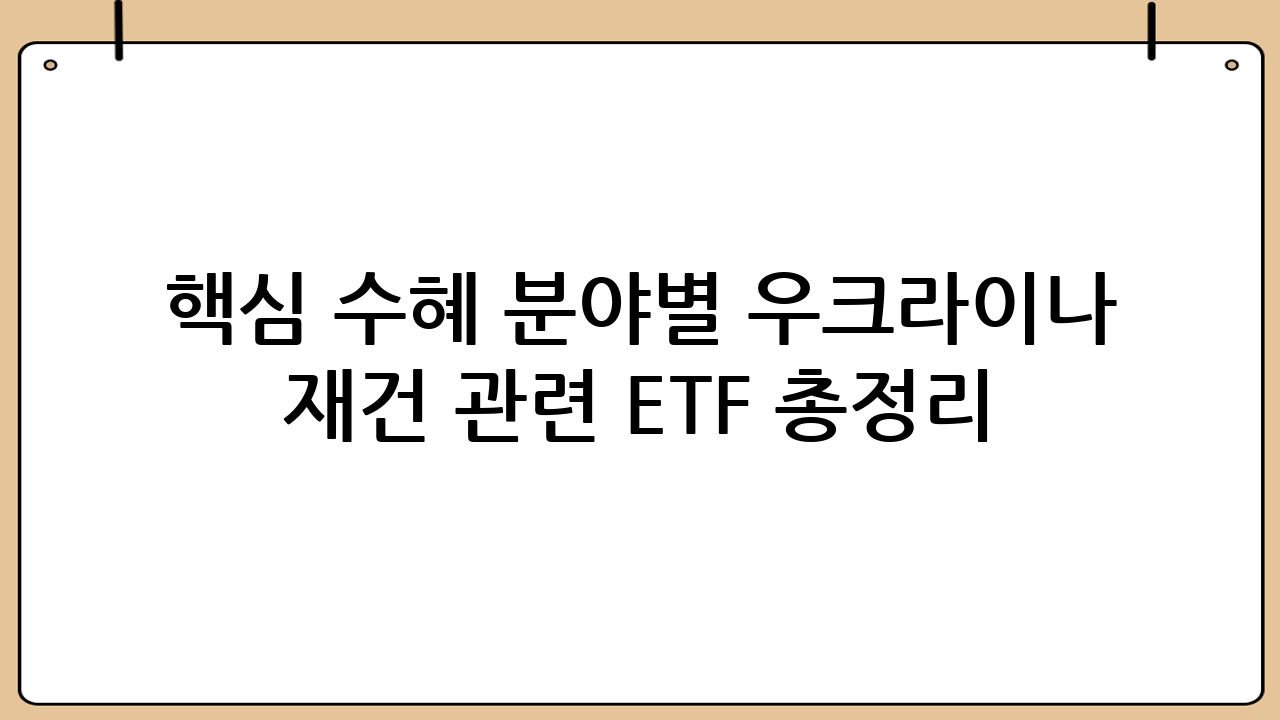 핵심 수혜 분야별 우크라이나 재건 관련 ETF 총정리