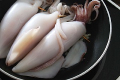 Đặt chảo lên bếp, cho 1 muỗng canh dầu và tỏi băm vào phi thơm. Sau đó thả mực nhồi thịt vào chiên sơ. Tiếp tục đổ hỗn hợp nước sốt đã chuẩn bị vào, mở lửa nhỏ, rim mực nhồi thịt trong vòng 30 phút.