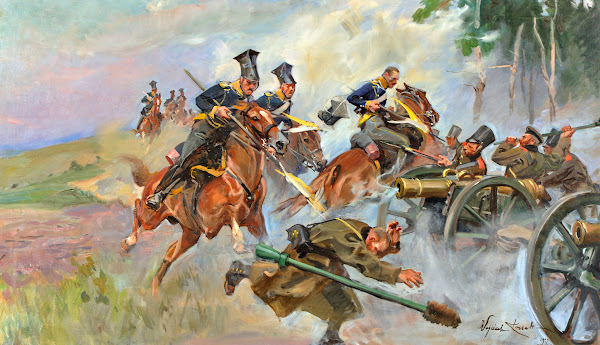 Charging at the Russian batteries at Stoczek 1907