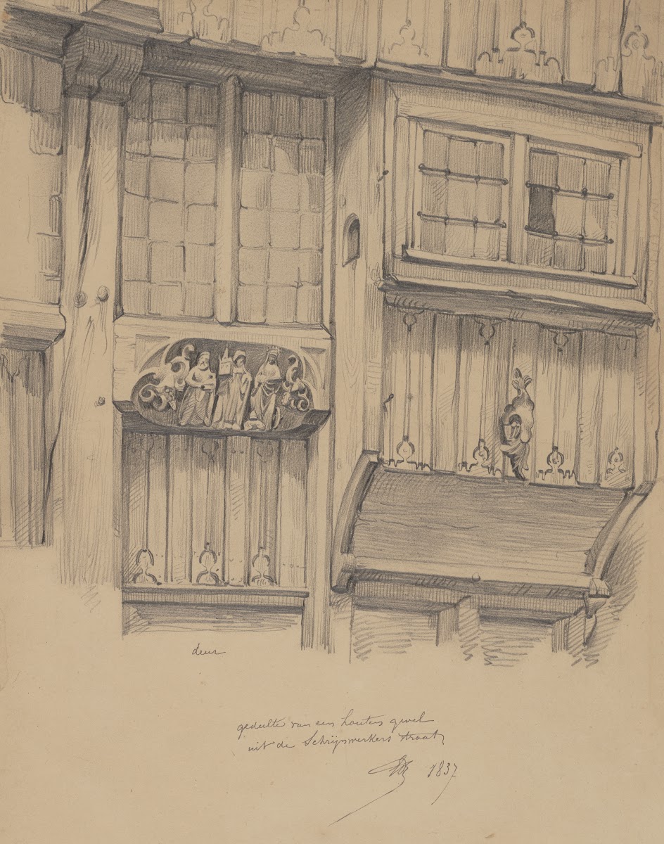 Gedeelte van een houten gevel uit de Schrijnwerkersstraat 1837