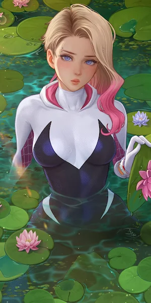 Gwen Stacy, Spider Gwen, Marvel Comics, Blonde, Dyed Hair 4K Wallpaper Background