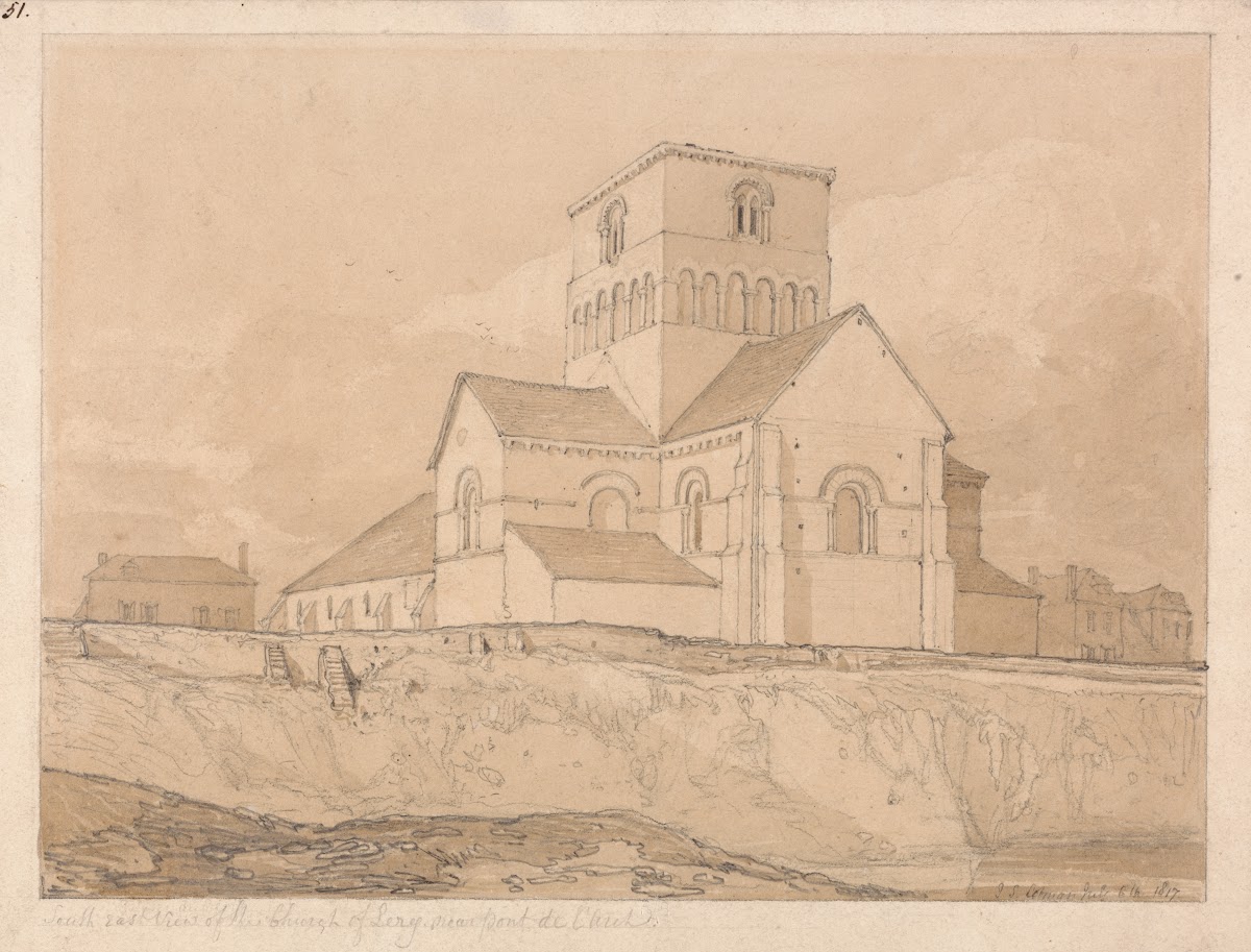 South East View of the Church of Lery near Pont de lArche Normandy 1817