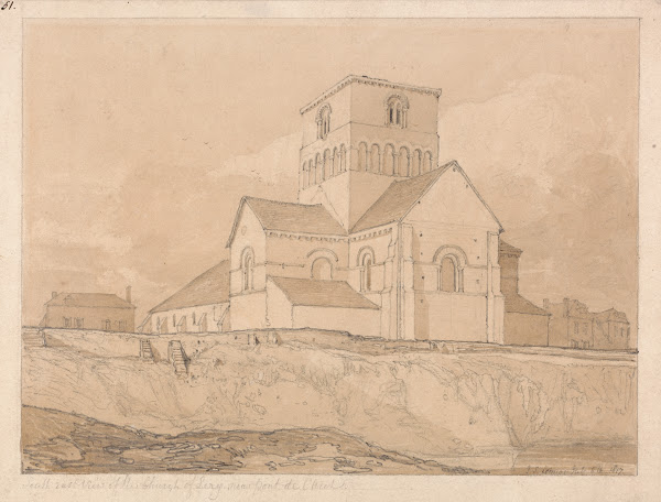 South East View of the Church of Lery near Pont de lArche Normandy 1817