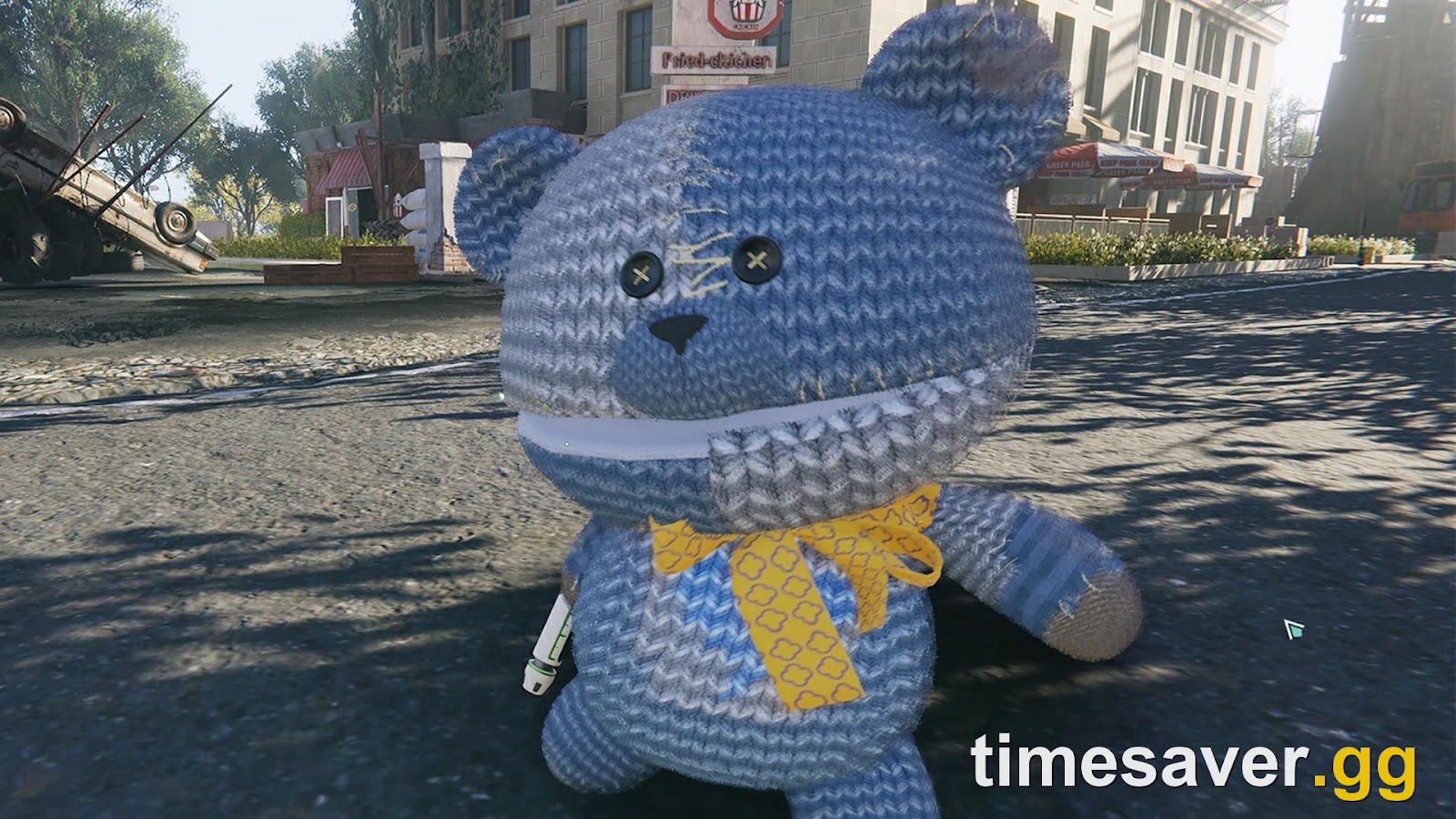 Once Human Dr. Teddy support Deviation deployed on a ruined city street, ready to heal and revive allies in combat