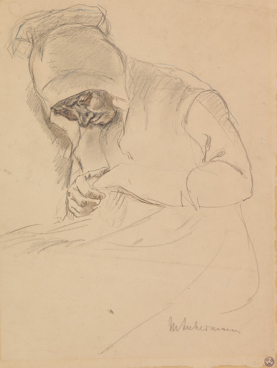 Study for the painting Stopfende Alte am Fenster 1880