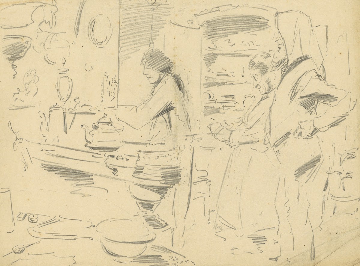 Irma en Vader en Moeder Ost in de keuken 1915