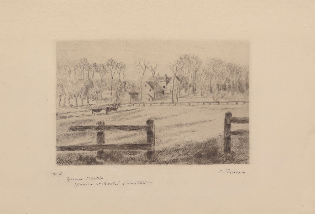 Prairie et moulin à Osny 1885
