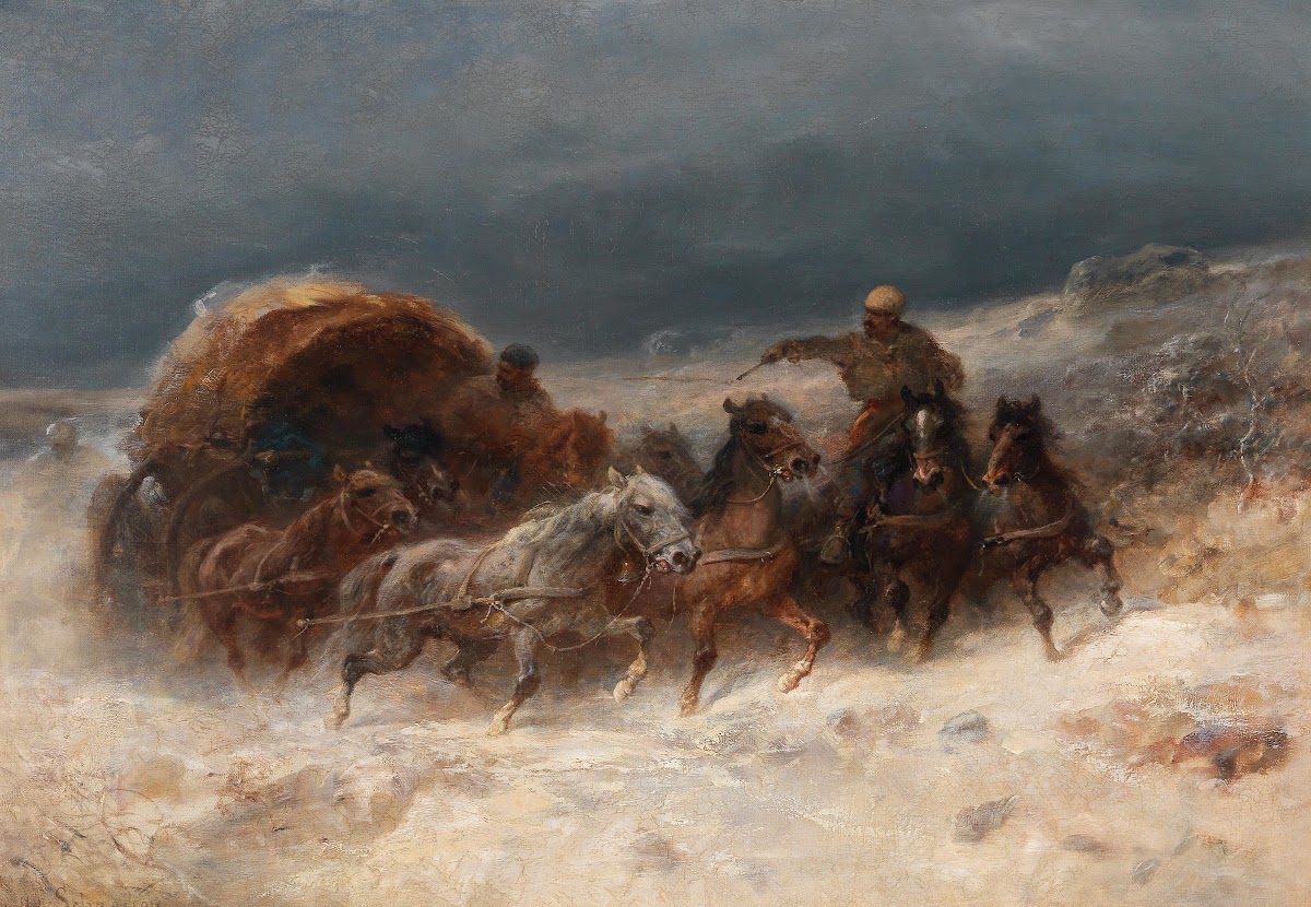 Geldings In A Winter Landscape