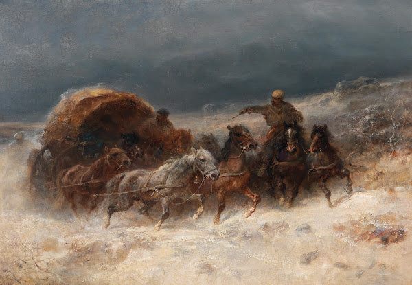 Geldings In A Winter Landscape