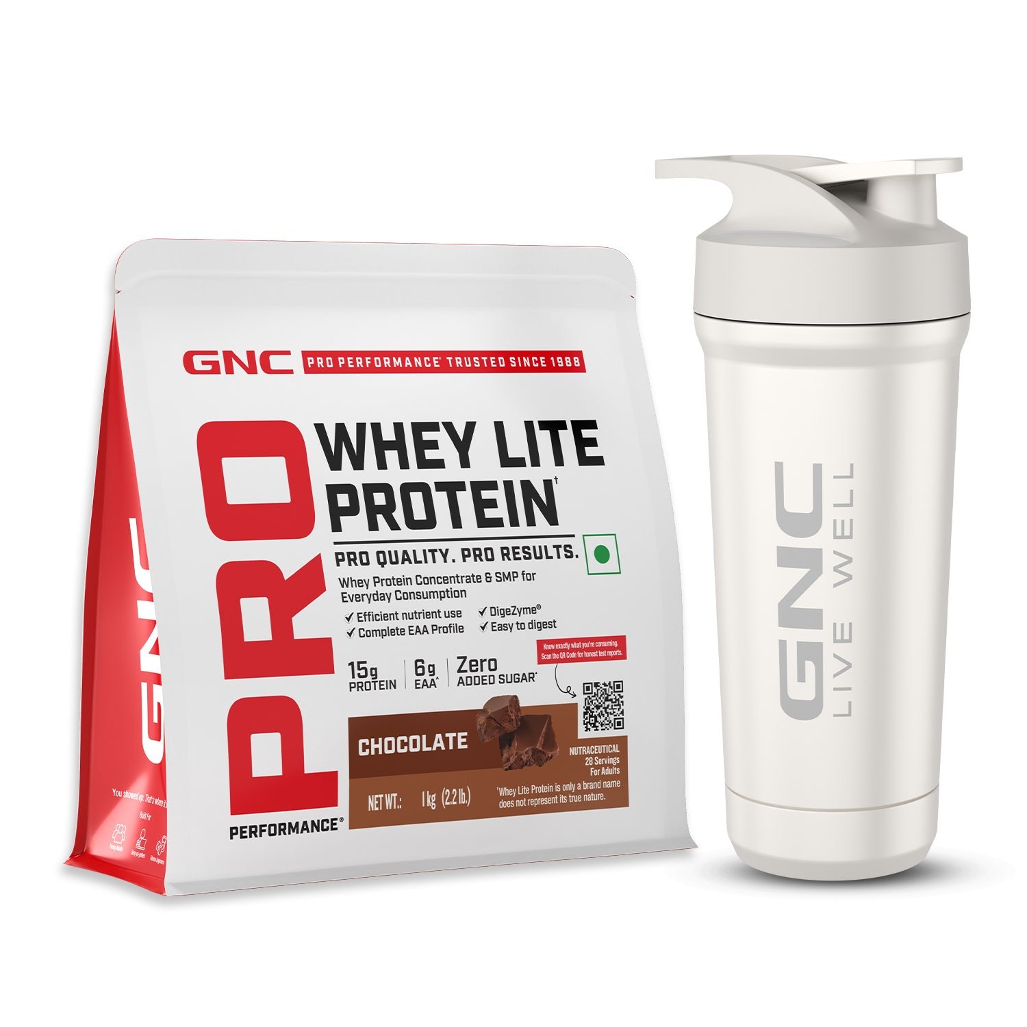 GNC Pro Performance Whey Lite 15gm Protein — Chocolate, 2 lbs