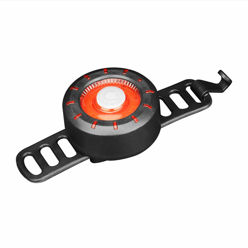 Round bicycle taillight with USB charging