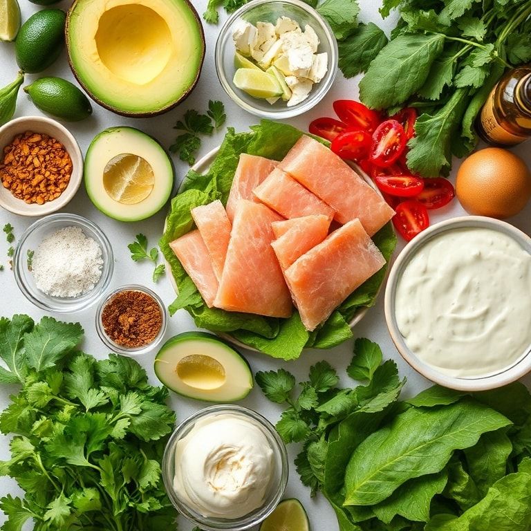 Ingredients for Fresh Avocado Salad with Creamy Lime Dressing – Easy, Homemade & Refreshing