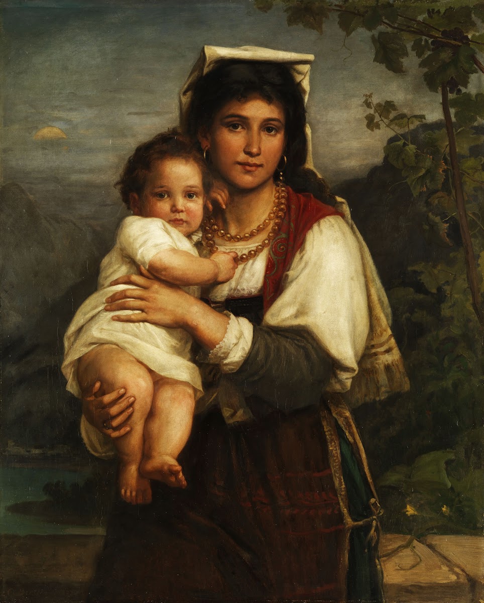 Young Roman woman with child  as Madonna Sistina 1877
