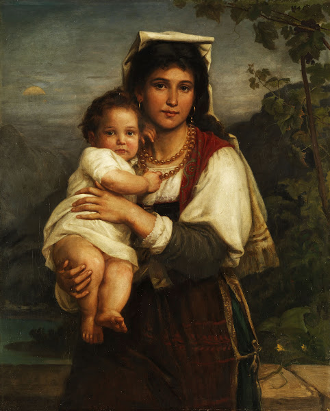 Young Roman woman with child  as Madonna Sistina 1877