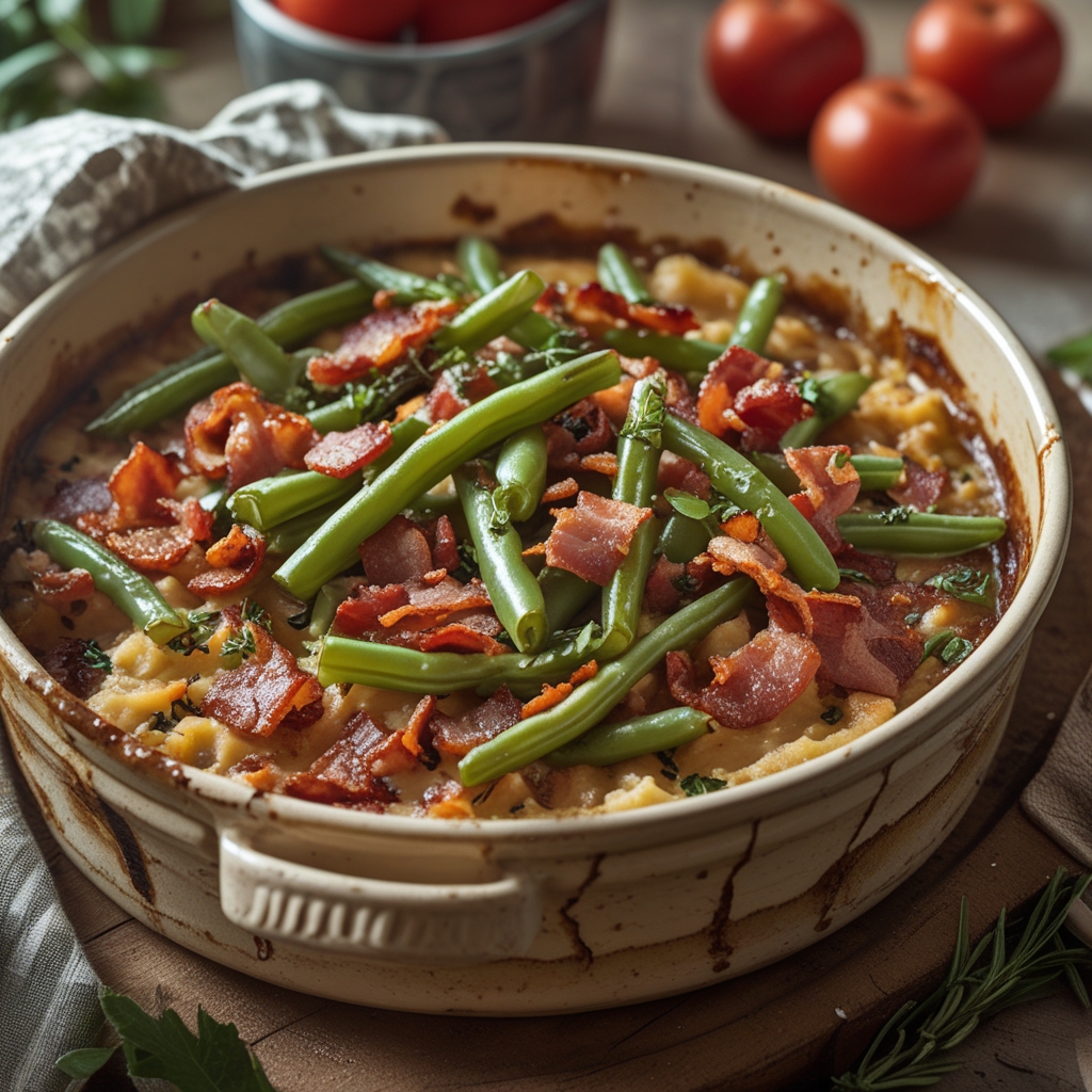 Bacon Loaded Green Bean Casserole - Easy Homemade Comfort Side Dish finished