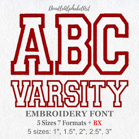 Varsity Outline Embroidery Font machine embroidery font preview