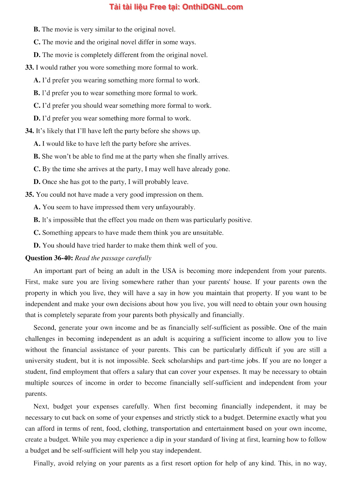 800 bài tập môn Tiếng Anh - Ôn thi ĐGNL ĐHQG TP HCM Phần 39