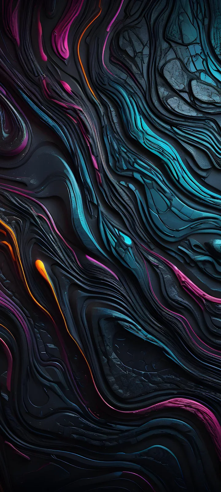 Abstract Fluid Layered Waves - Digital Abstract Art iPhone Wallpaper (1037x2304)