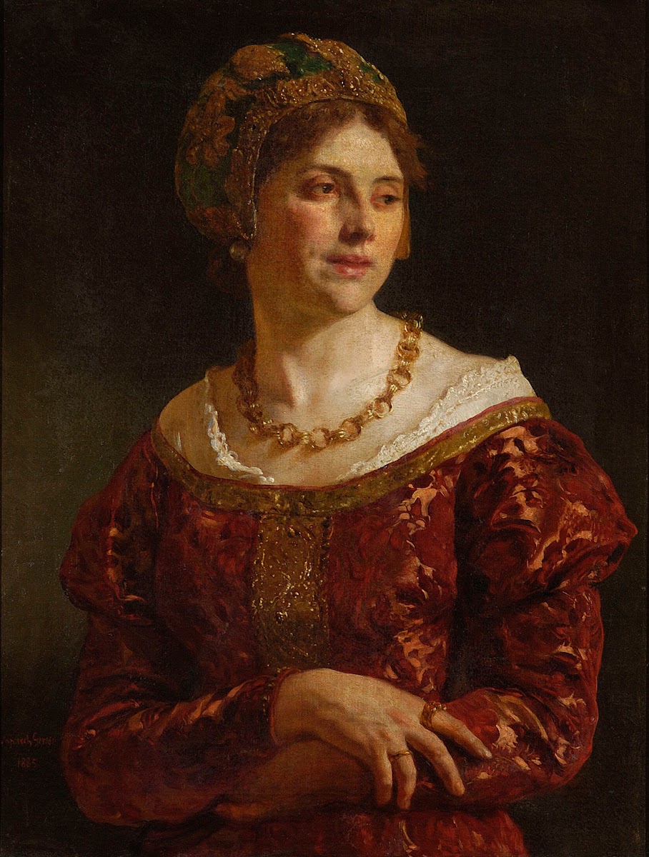 Portrait of a Cracovian townswoman in the 17th century costume 1885