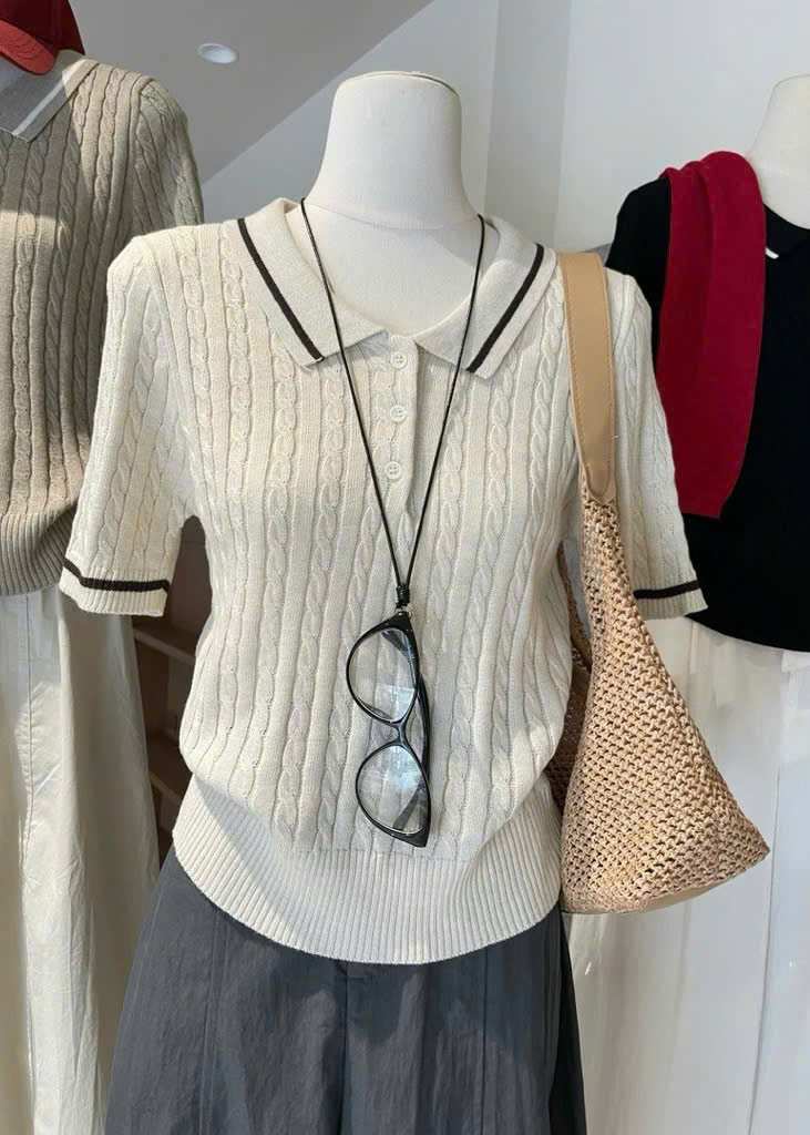 Áo len cổ bẻ trơn viền cổ XONXEN SHOP 5116 – Image 6