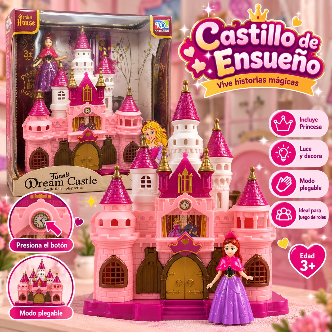 Castillo de Ensueño de juguete con muñeca