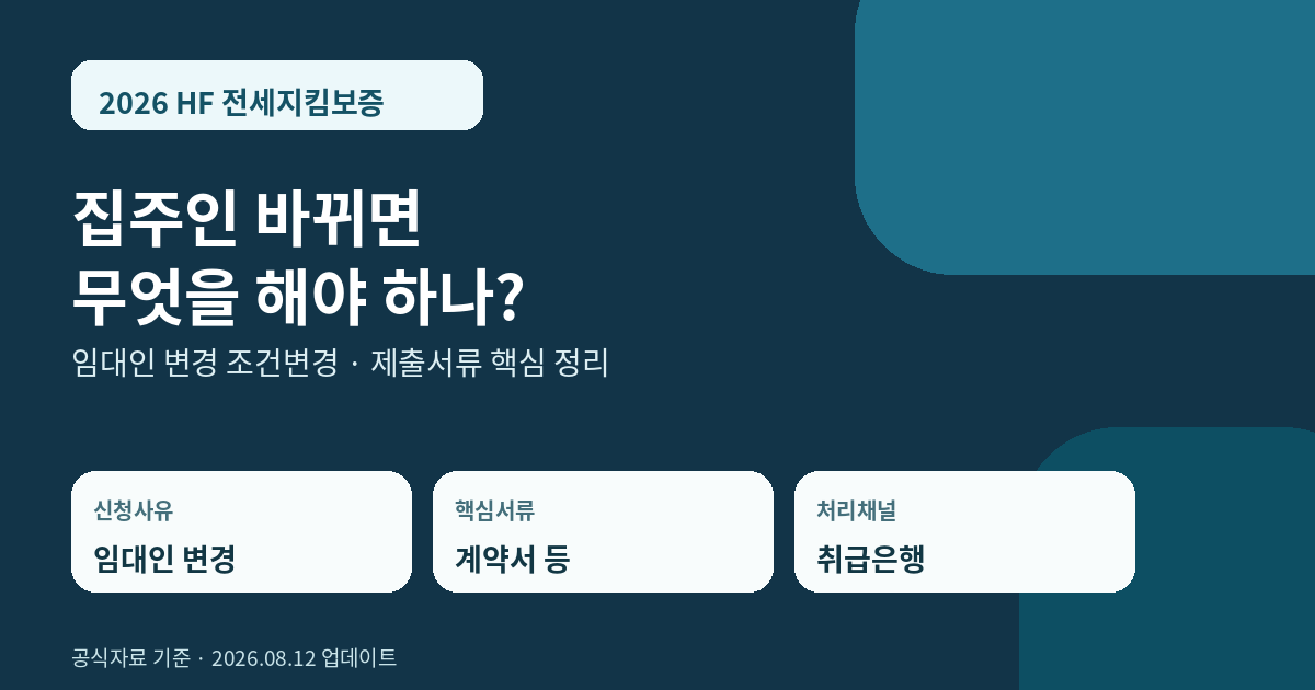 2026 HF 전세지킴보증 임대인 변경 신청과 제출서류 대표 이미지
