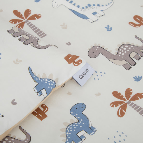 Детское сменное постельное белье 4 эл Twins Satin Limited Dino Tropics серый/синий