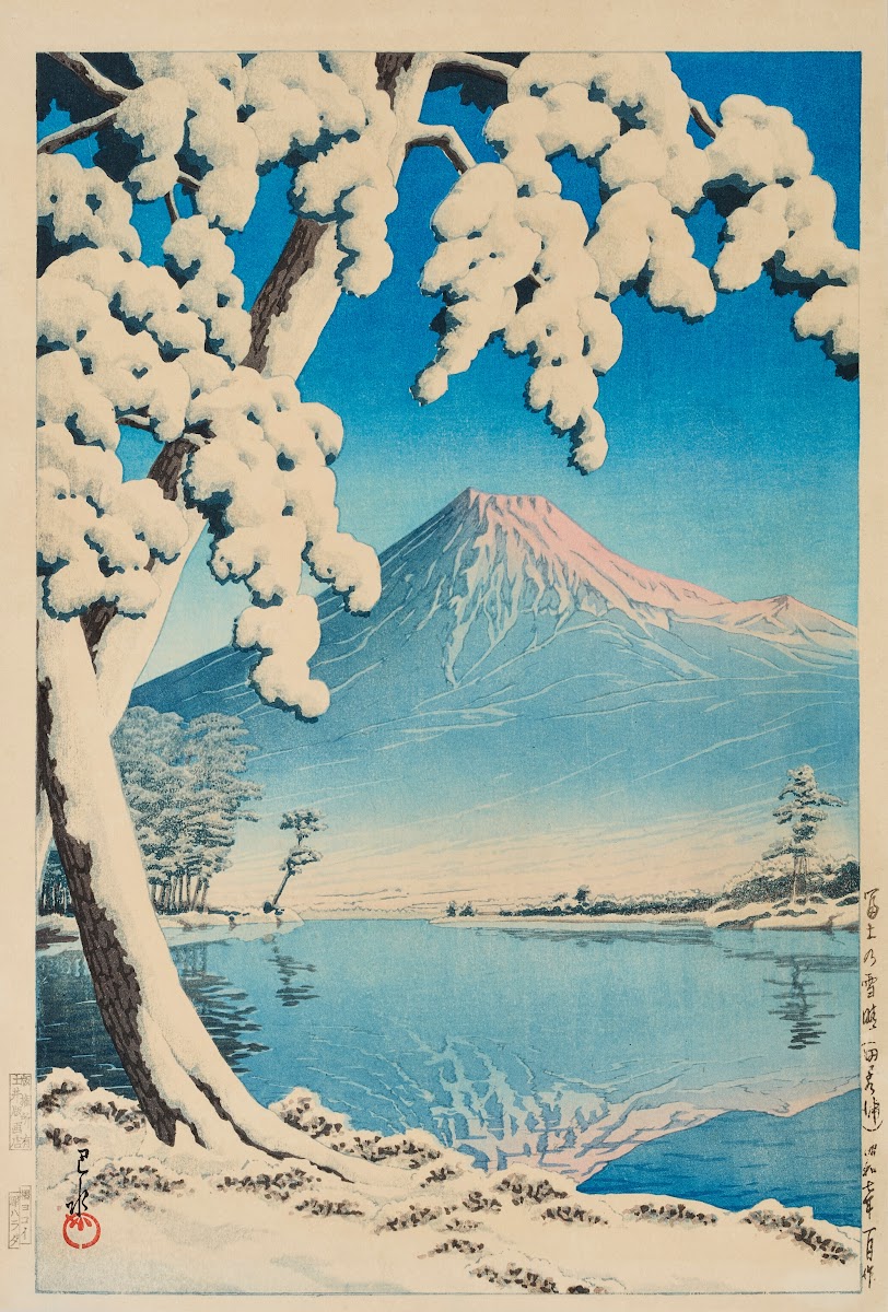 Fuji no yukibare Tagonoura Clearing after a snowfall on Mount Fuji Tagonoura Bea