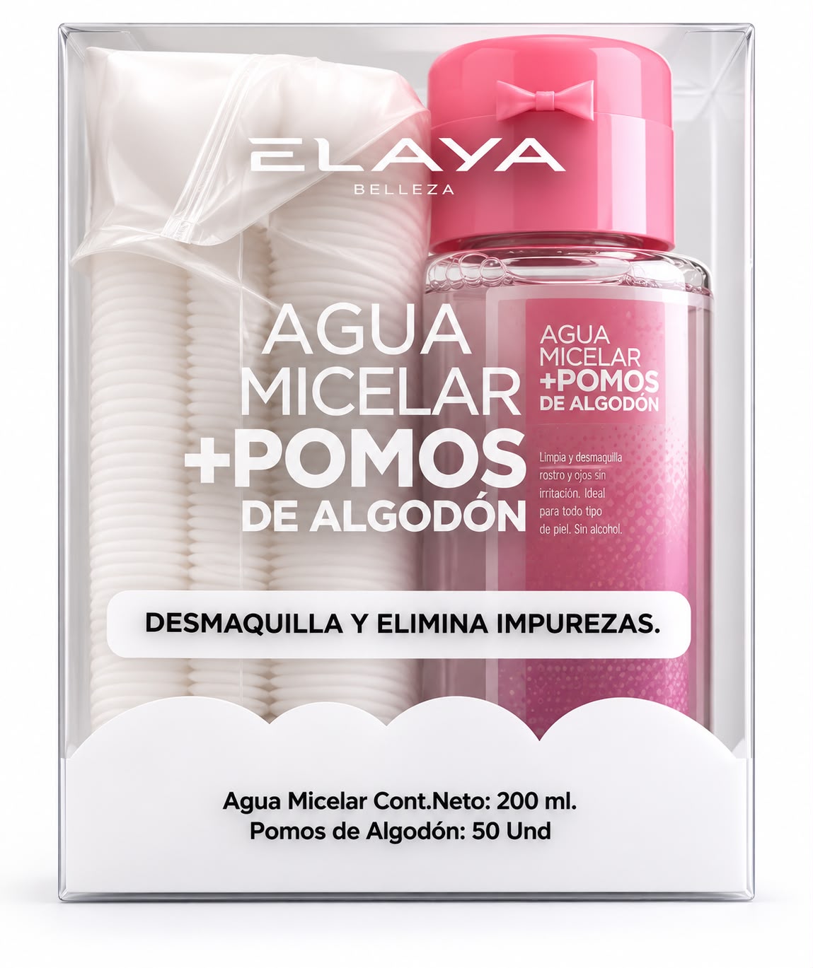 Elaya Agua Micelar + Pomos De Algodón