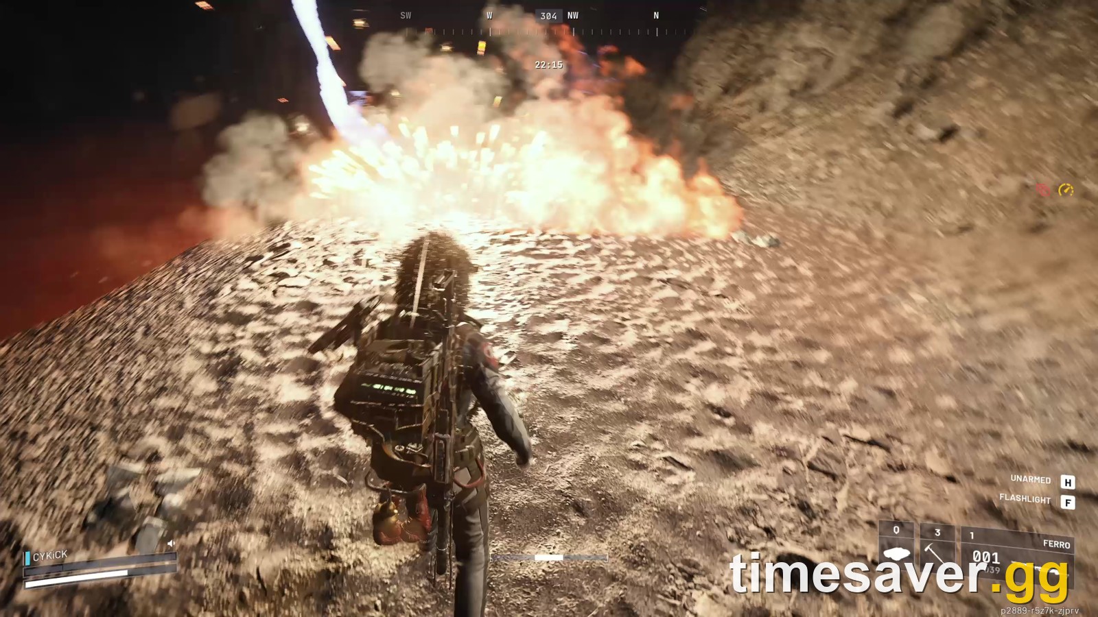 ARC Raiders storm map condition — lightning strikes erupt around a Raider mid-run, the environmental danger that comes with the best blueprint-farming windows