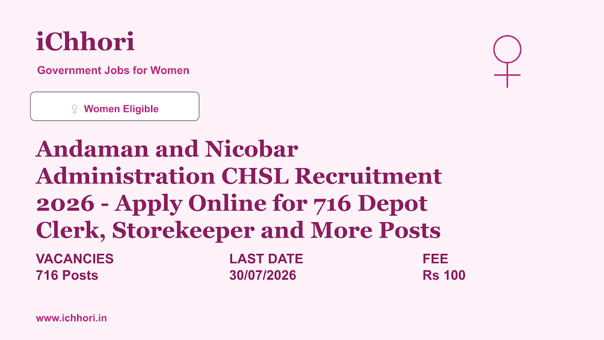 Andaman and Nicobar Administration CHSL Recruitment 2026 - Apply Online for 716 Depot Clerk, Storekeeper and More Posts - iChhori