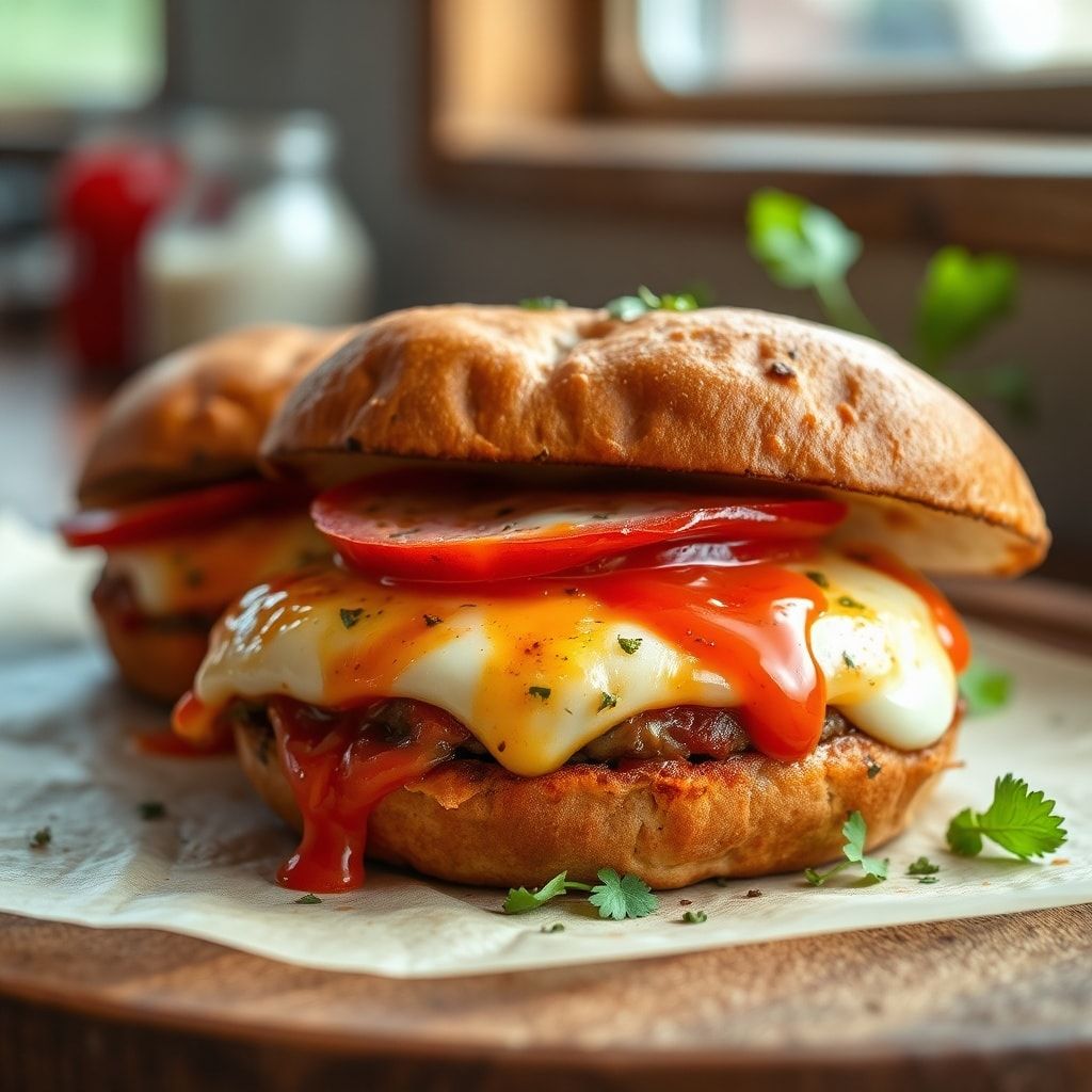 Easy Pizza Burgers with Melty Mozzarella and Pepperoni (30-Minute Family Dinner) finished