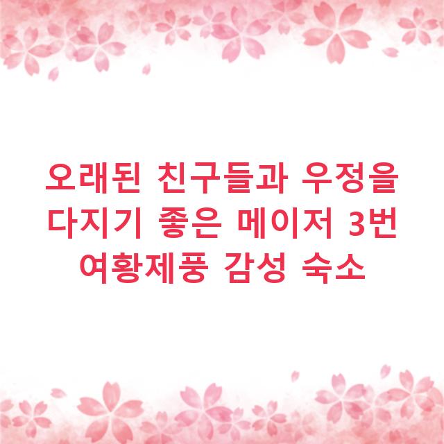 오래된 친구들과 우정을 다지기 좋은 메이저 3번 여황제풍 감성 숙소