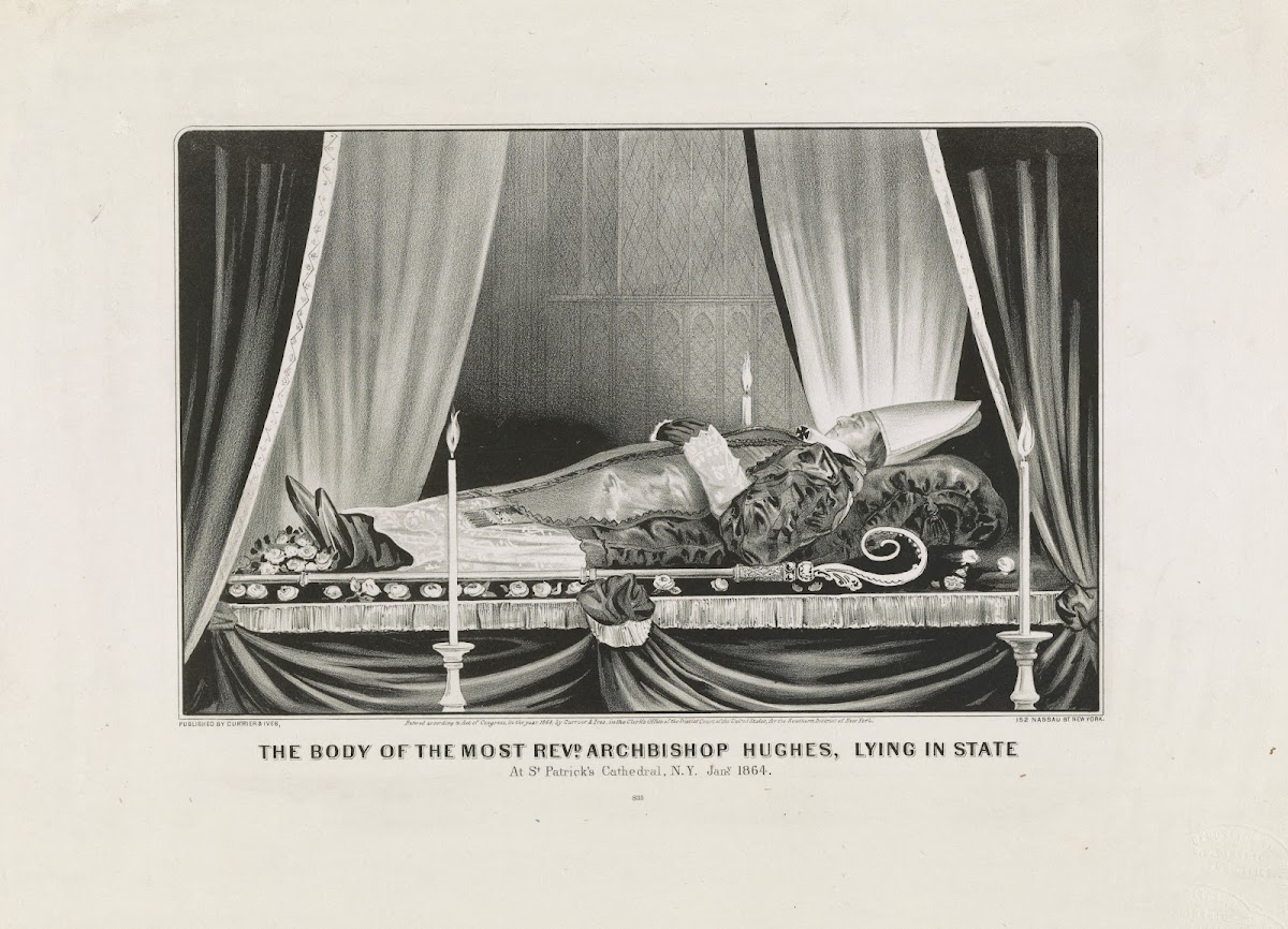 The body of the most Reverend Archbishop Hughes lying in state at St Patricks Ca