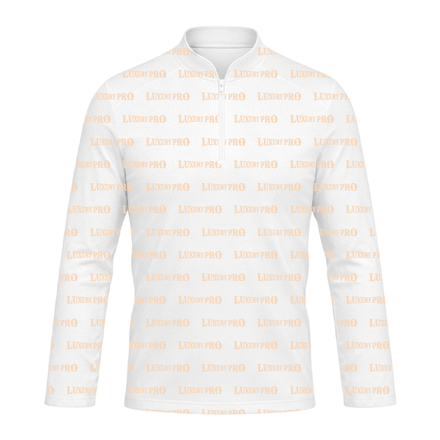 AOP TPM Long Sleeve Zip-Up Polo with Stand Collar