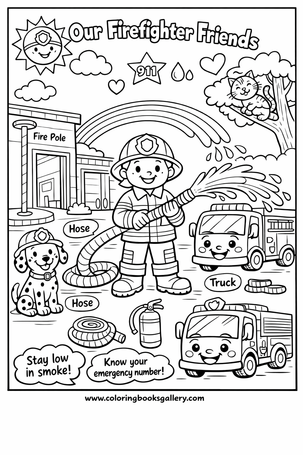 Firefighter for Kids – Simple Educational Printable Coloring Page for Kids – printable coloring page