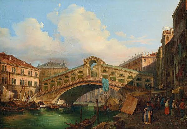 Venice A View Of The Grand Canal With Rialto Bridge 1846