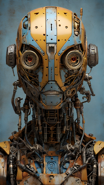 Steampunk Android Portrait, Rusty Cybernetic Bust Art - Free mobile Wallpaper