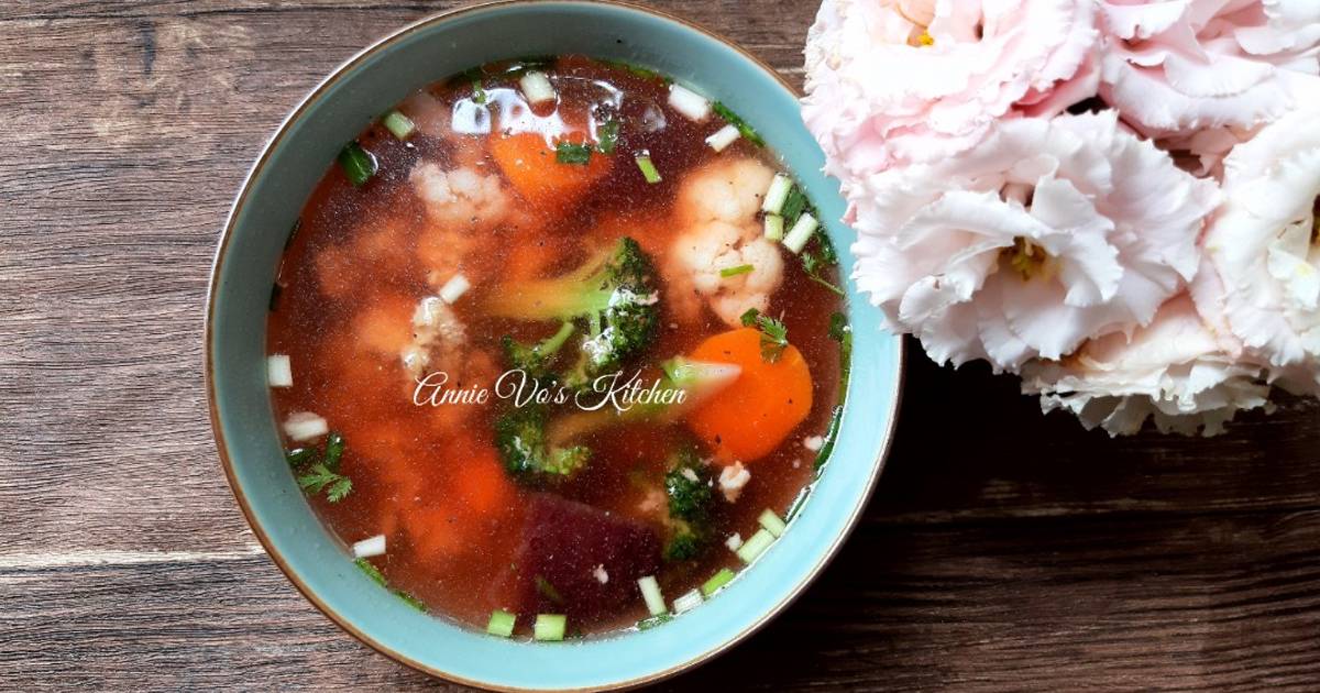 Canh rau củ nấu thịt bằm
