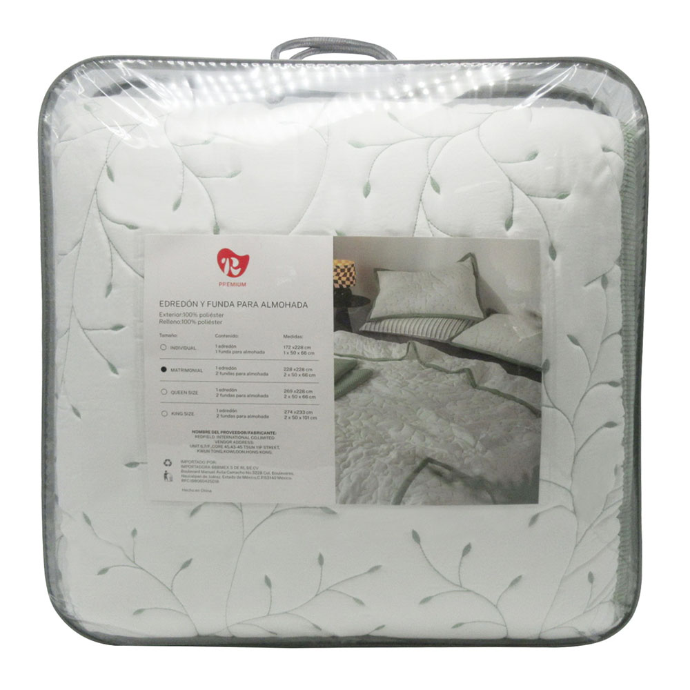 Colcha queen de microfibra Redfield™ color blanco, 3 piezas