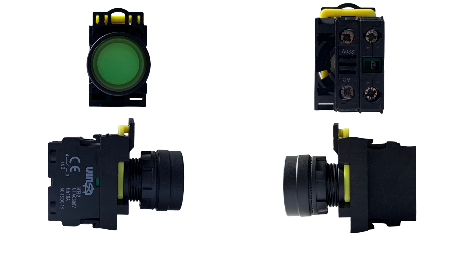 Illuminated Push Button 220VAC Momentary Green 1N/O