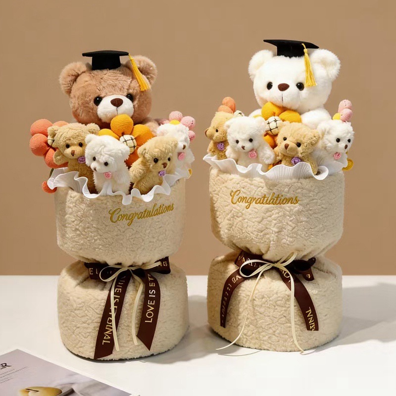 Plüsch-Teddybär mit Blumenstrauß, 45 cm