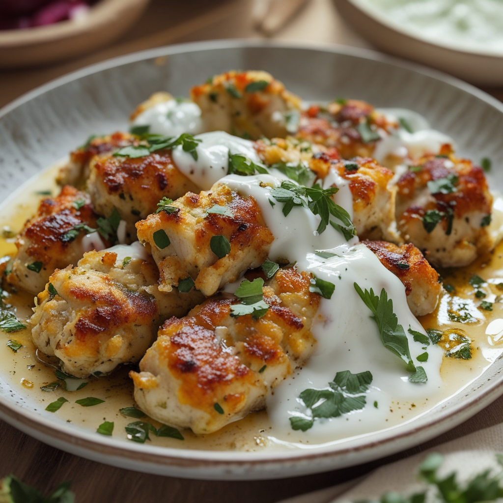 Chicken Kofta with Garlic Yogurt Sauce – Juicy, Spiced & Mediterranean-Inspired Easy Homemade Recipe
