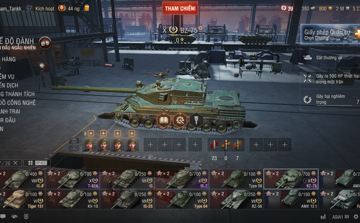 Acc World of Tanks PC sở hữu 6 tank X BZ-75, 113, IS-7, T-62...