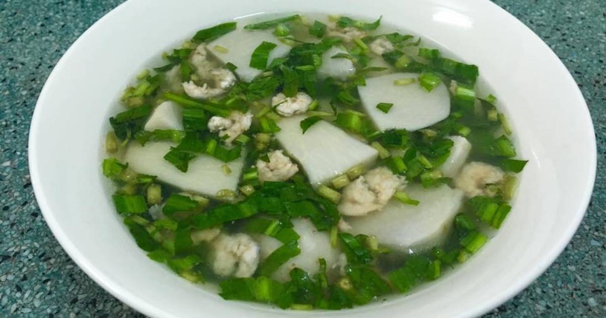 Canh khoai môn sáp (khoai sọ) nấu tép