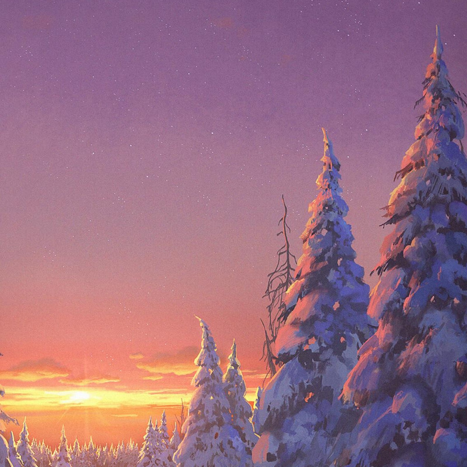 Download Glowing Wolf In Winter Sunset Full HD iPhone